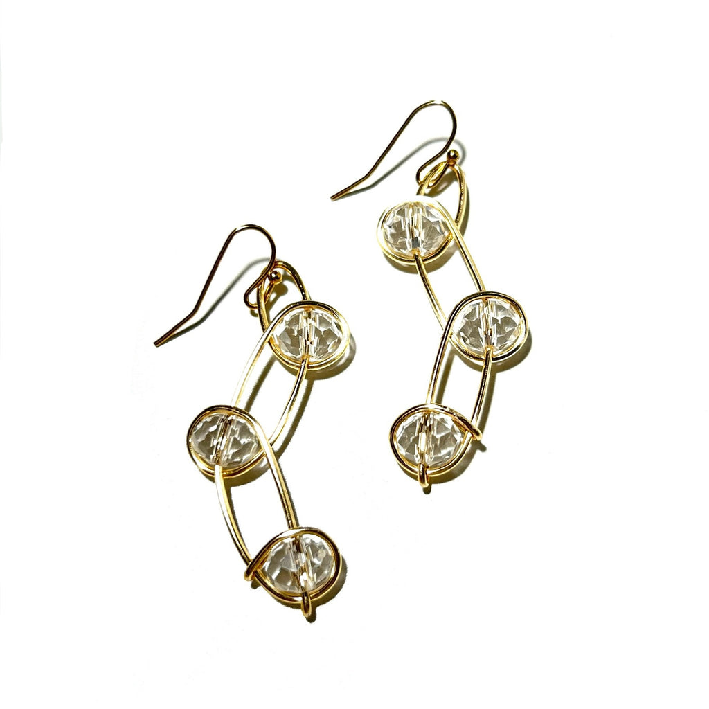 Clear Rondelle Crystals Wave Earrings