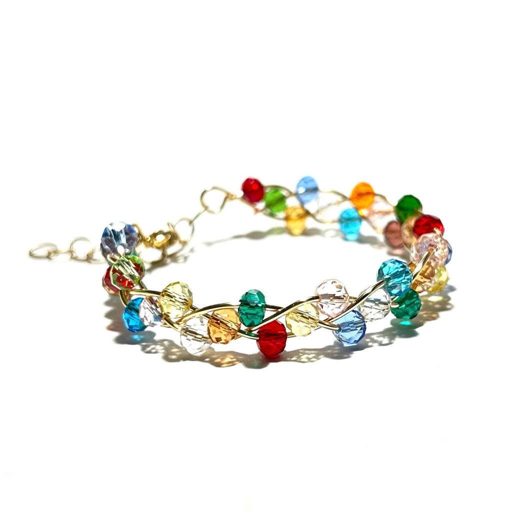 Multicolored Triple Wave Rondelle Crystals Bracelet