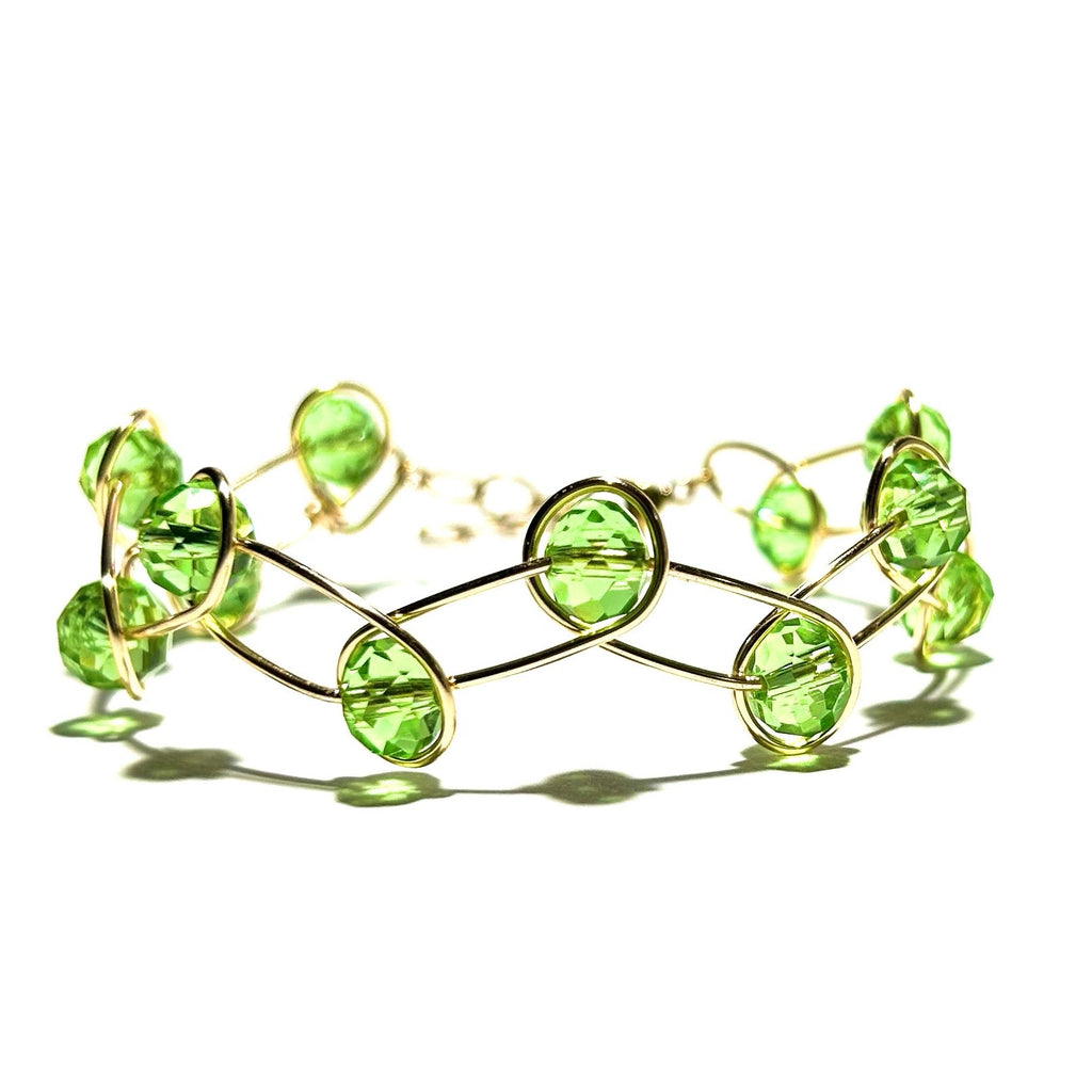 Apple Green Rondelle Crystals Wave Bracelet