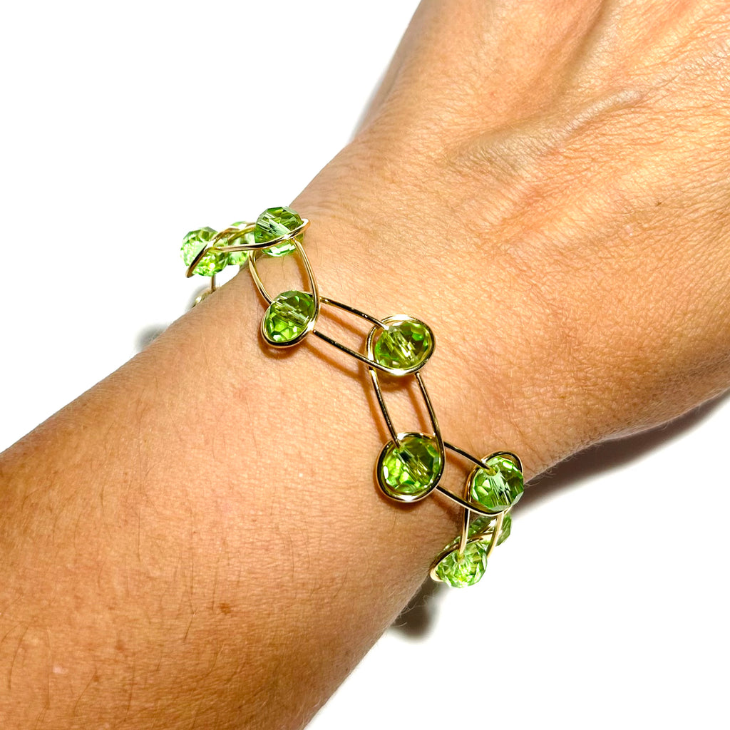 Apple Green Rondelle Crystals Wave Bracelet