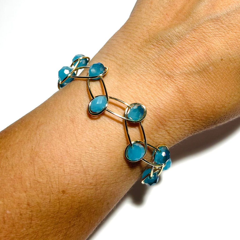Blue Rondelle Crystals Wave Bracelet