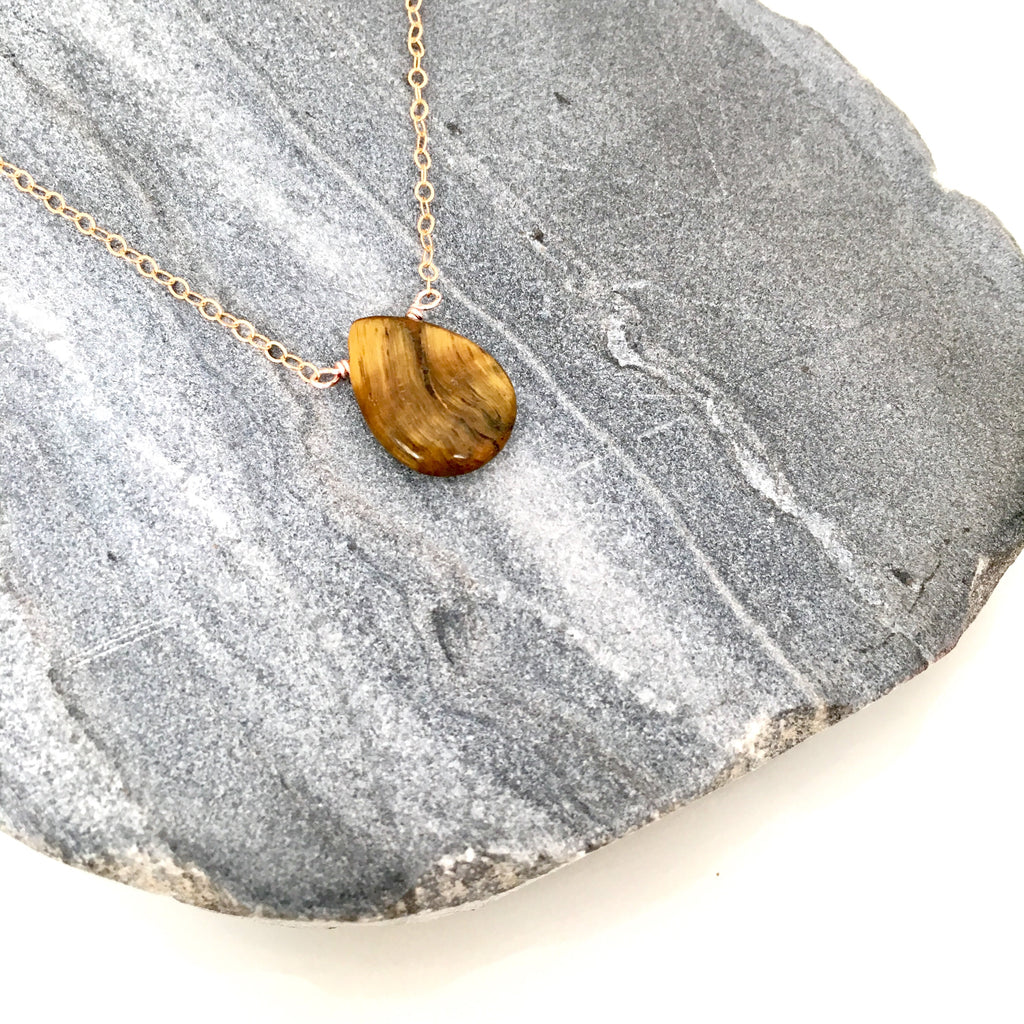 Golden Tiger Eye Droplet Chain Necklace