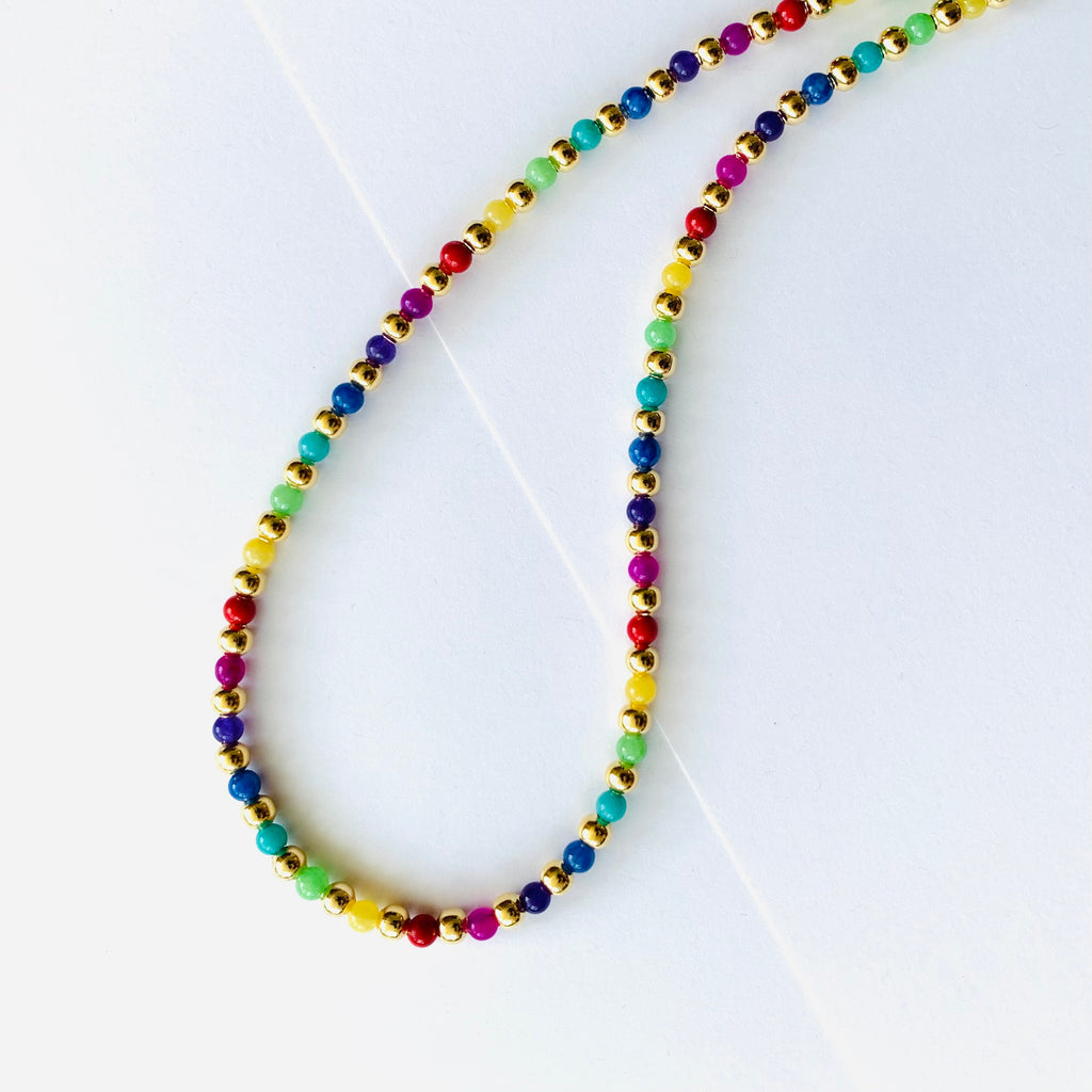 Rainbow Jade Gemstone Beaded Necklace
