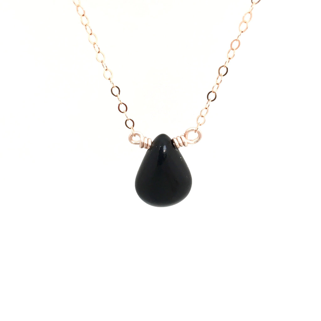 Onyx Droplet Gold Fill/Sterling Silver .925 Chain Necklace
