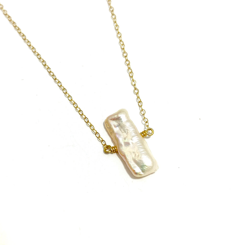 Biwa Pearl Gold Fill Chain Necklace