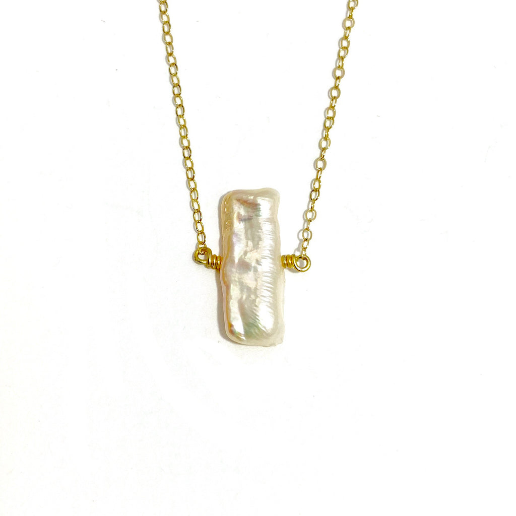Biwa Pearl Gold Fill Chain Necklace