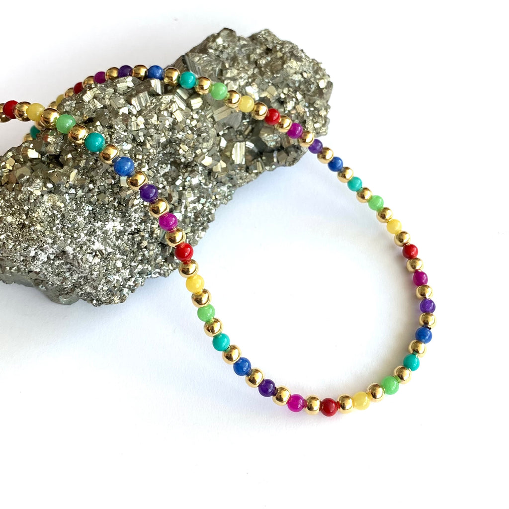 Rainbow Jade Gemstone Beaded Necklace