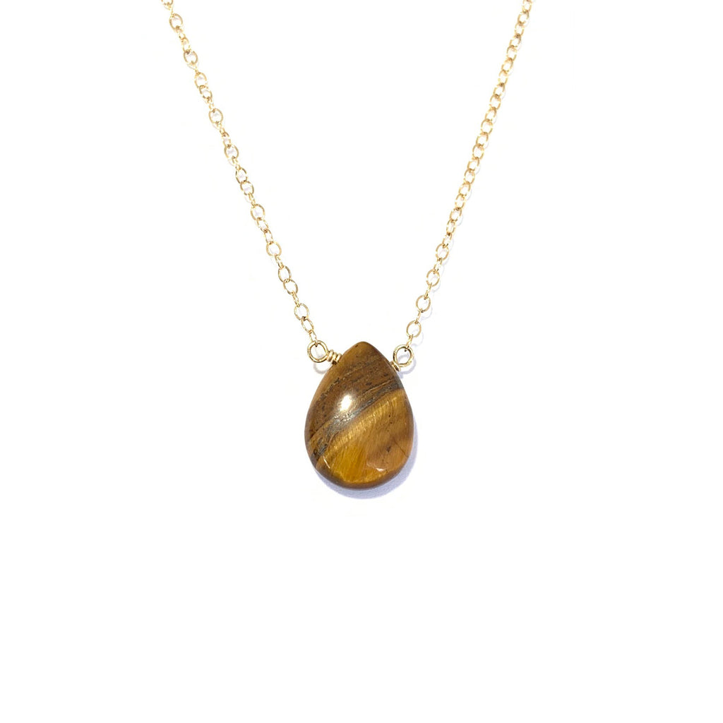 Golden Tiger Eye Droplet Chain Necklace