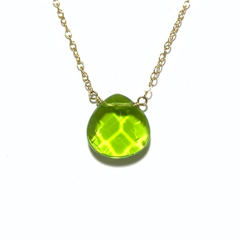Peridot Droplet Chain Necklace